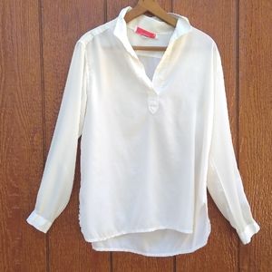 Vintage Oscar De La Renta Collectible White Ivory Pullover Silky Blouse 12 Large